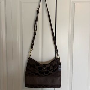 Coach Dark Brown Signature Shoulder Bag